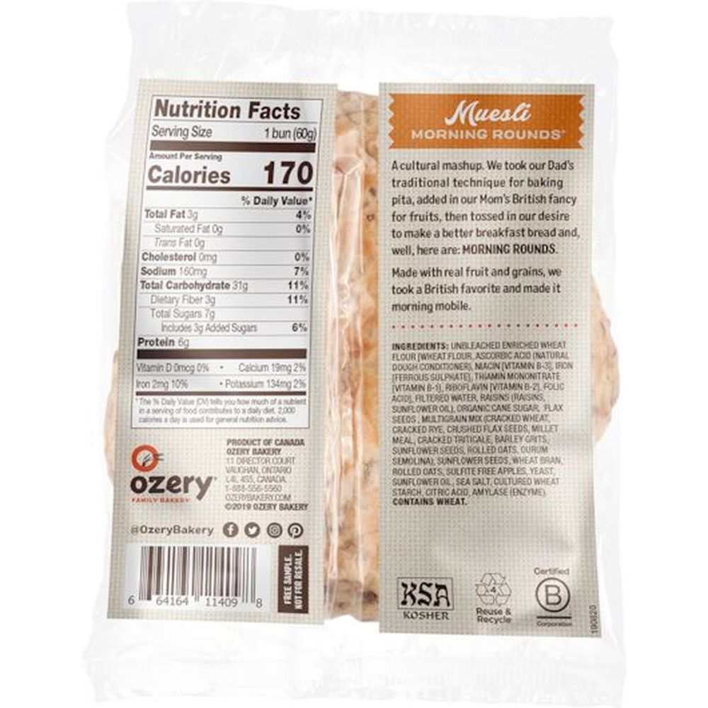 Ozery Bakery Muesli Morning Rounds, 2.1 Ounce -- 60 per case