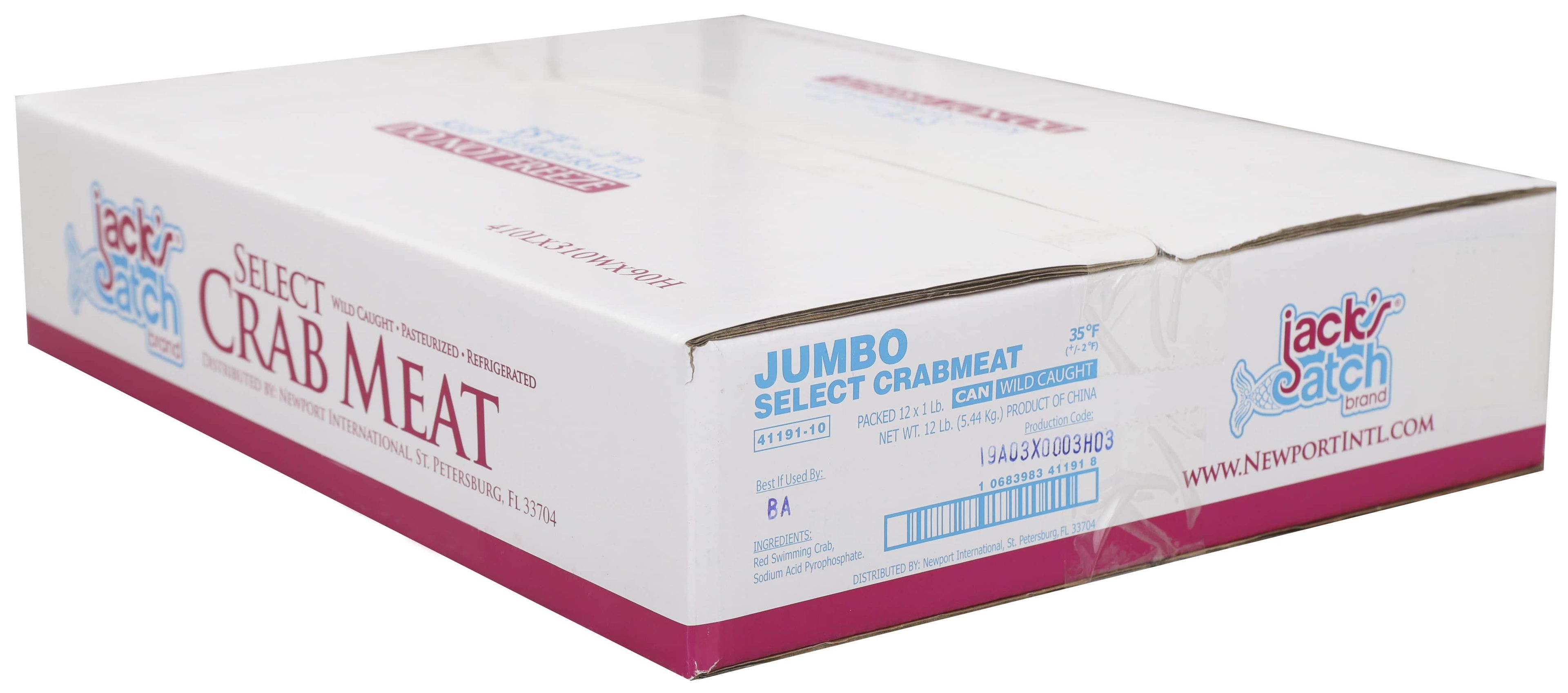 Jack's Catch Select Jumbo Pasteurized Crabmeat, 1 Pound -- 12 Per Case