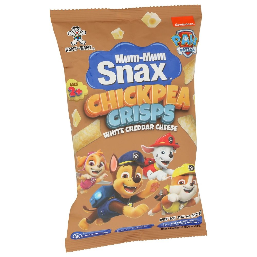 Mum Mum Paw Patrol Snax Chickpea Crisps White Cheddar Cheese Toddler Snacks, 2.12 Ounce -- 8 per case
