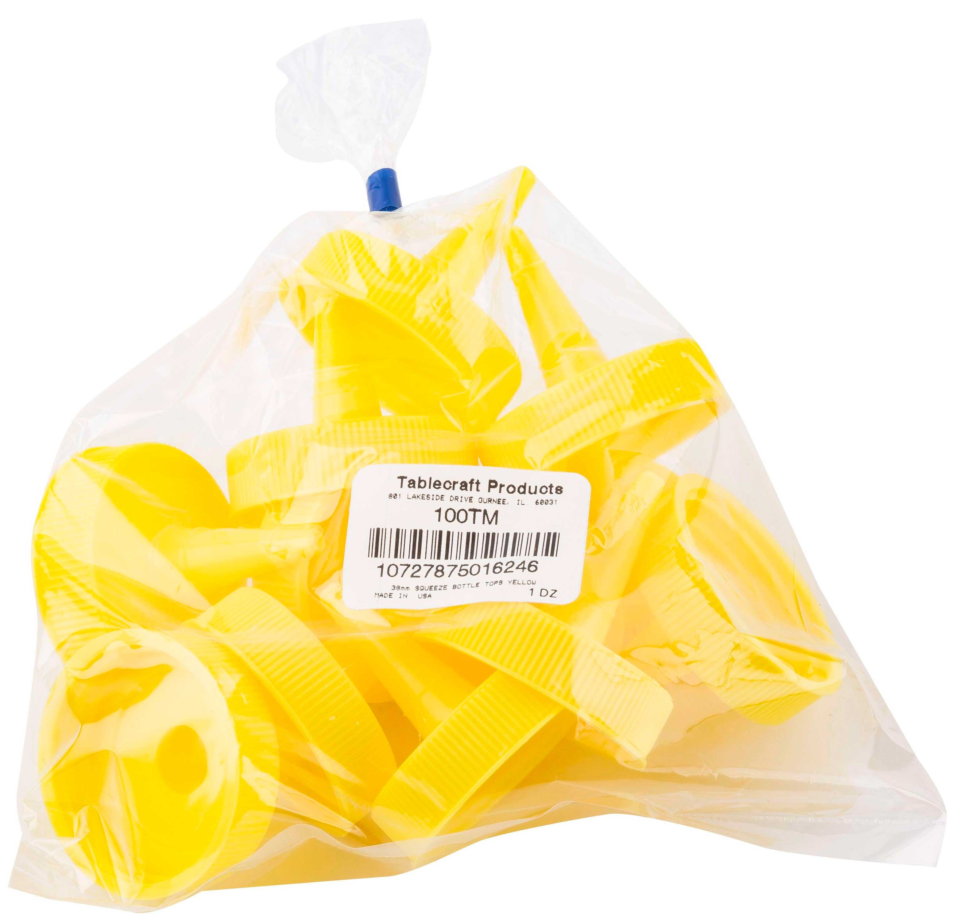 Tablecraft Yellow Squeeze Bottle Top, 38 Millimeter -- 12 per case