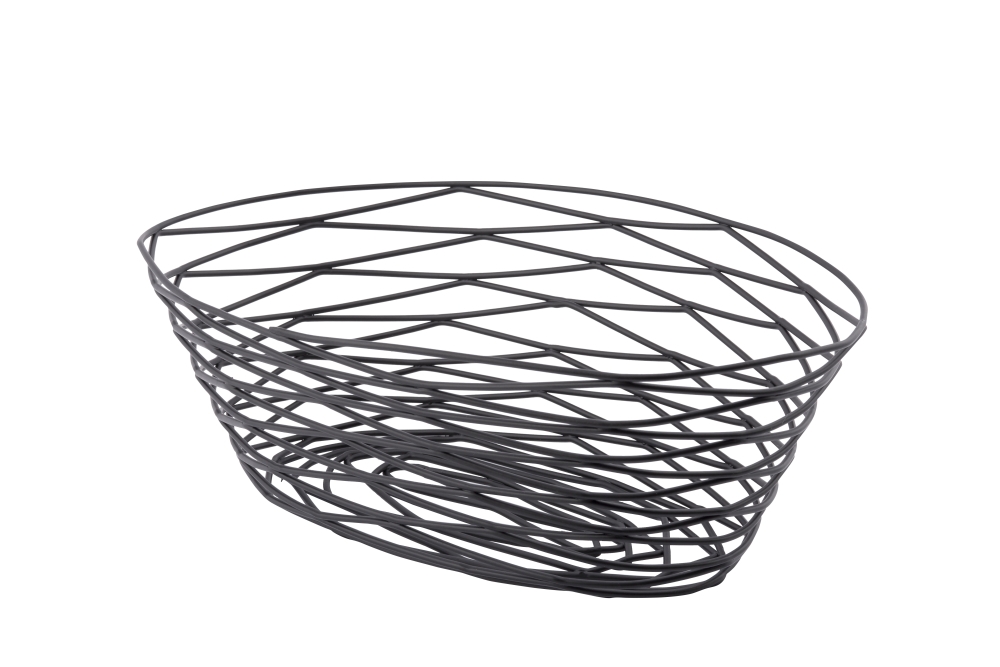 Tablecraft Artisan Collection Black Powder Coated Steel Oval Basket, 10 x 6.75 x 3.25 inch
