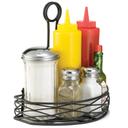 Tablecraft Artisan Collection Versa Rack Black Powder Coated Steel Half Condiment Rack with Merchandising Ring, 8 x 5.75 x 9 inch -- 2 per case