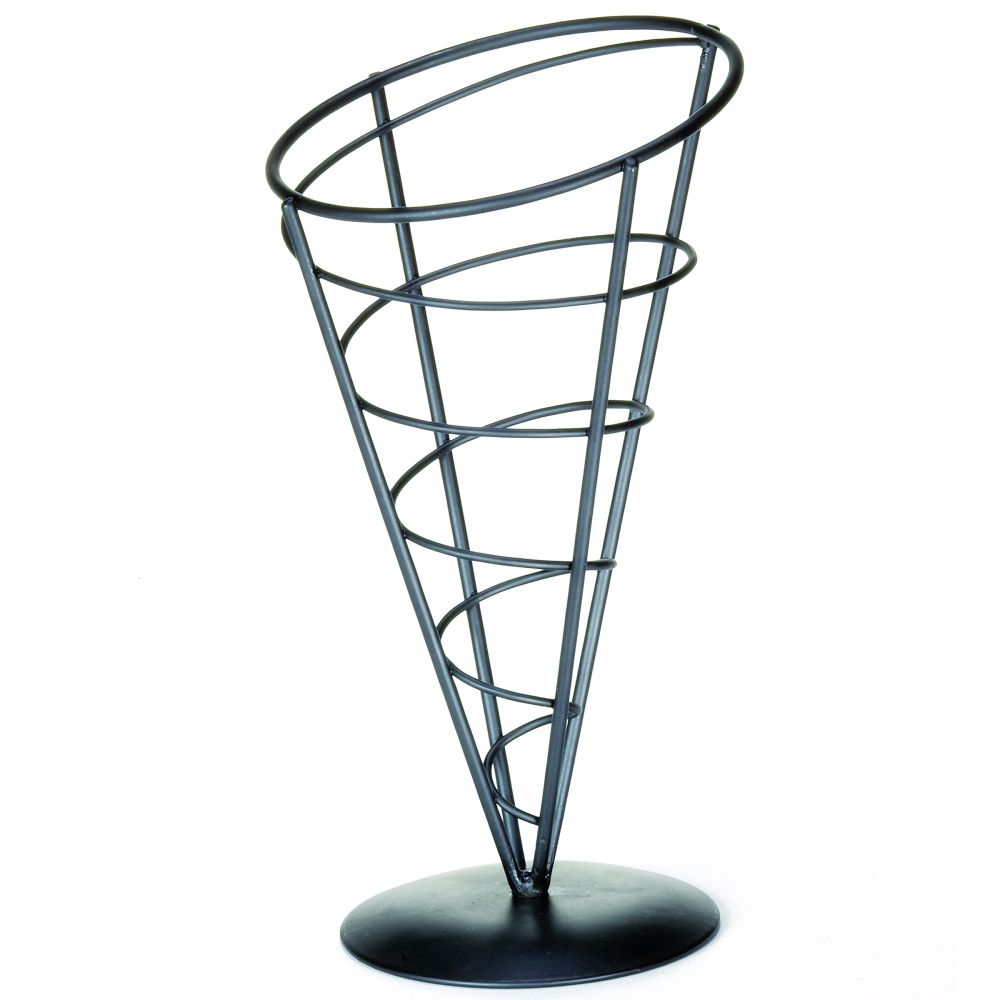Tablecraft Vertigo Collection Black Powder Coated Appetizer Server Cone, 5.125 X 5.125 X 9.5 Inch