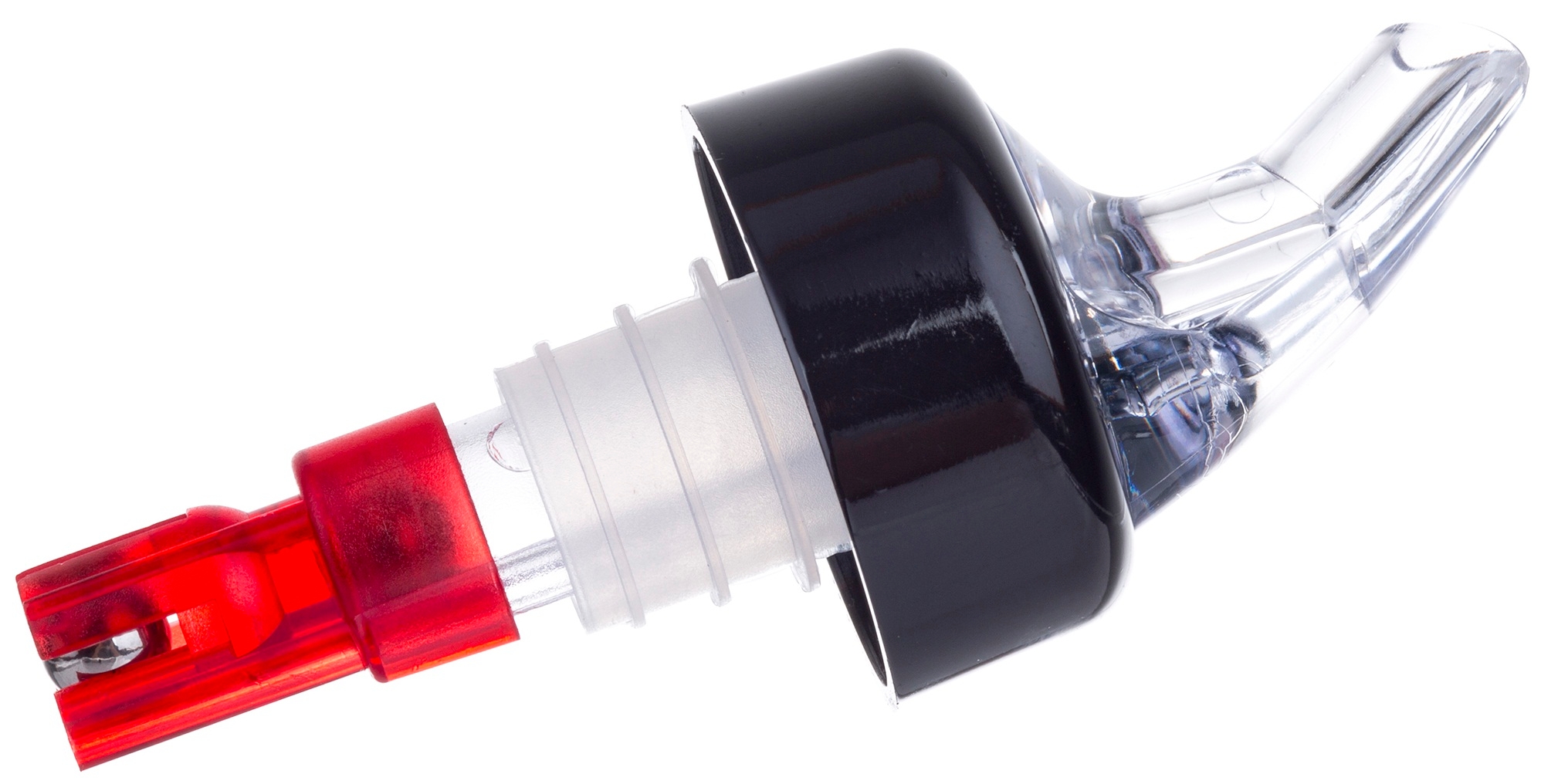 Tablecraft Clear Spout Red Tube Proper Pourer, 1 Ounce -- 12 per case