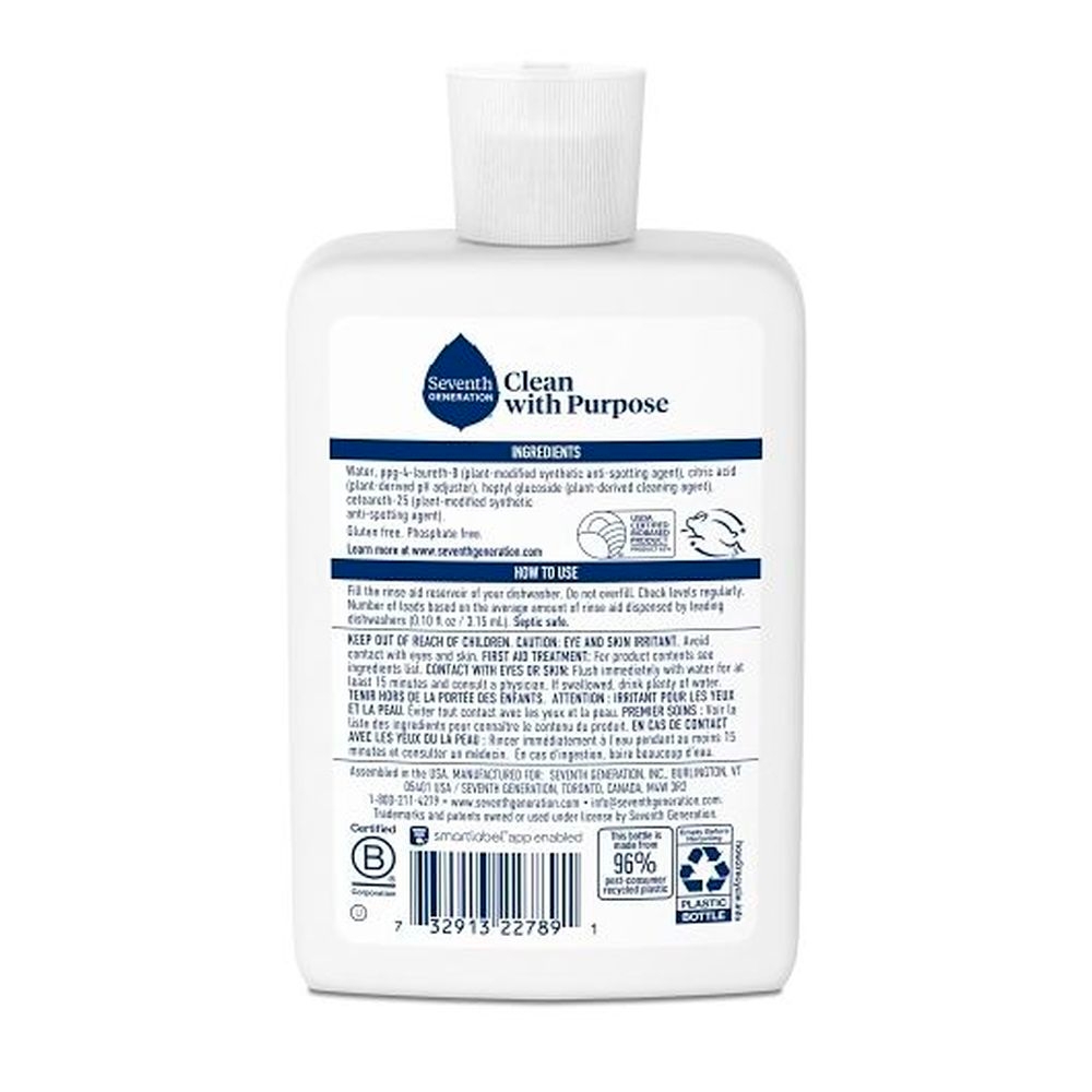 Seventh Generation Dishwash Rinse Aid, 8 Fluid Ounce -- 9 per case