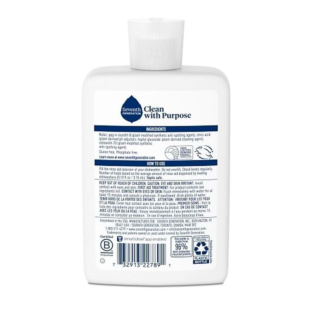 Seventh Generation Dishwash Rinse Aid, 8 Fluid Ounce -- 9 Per Case