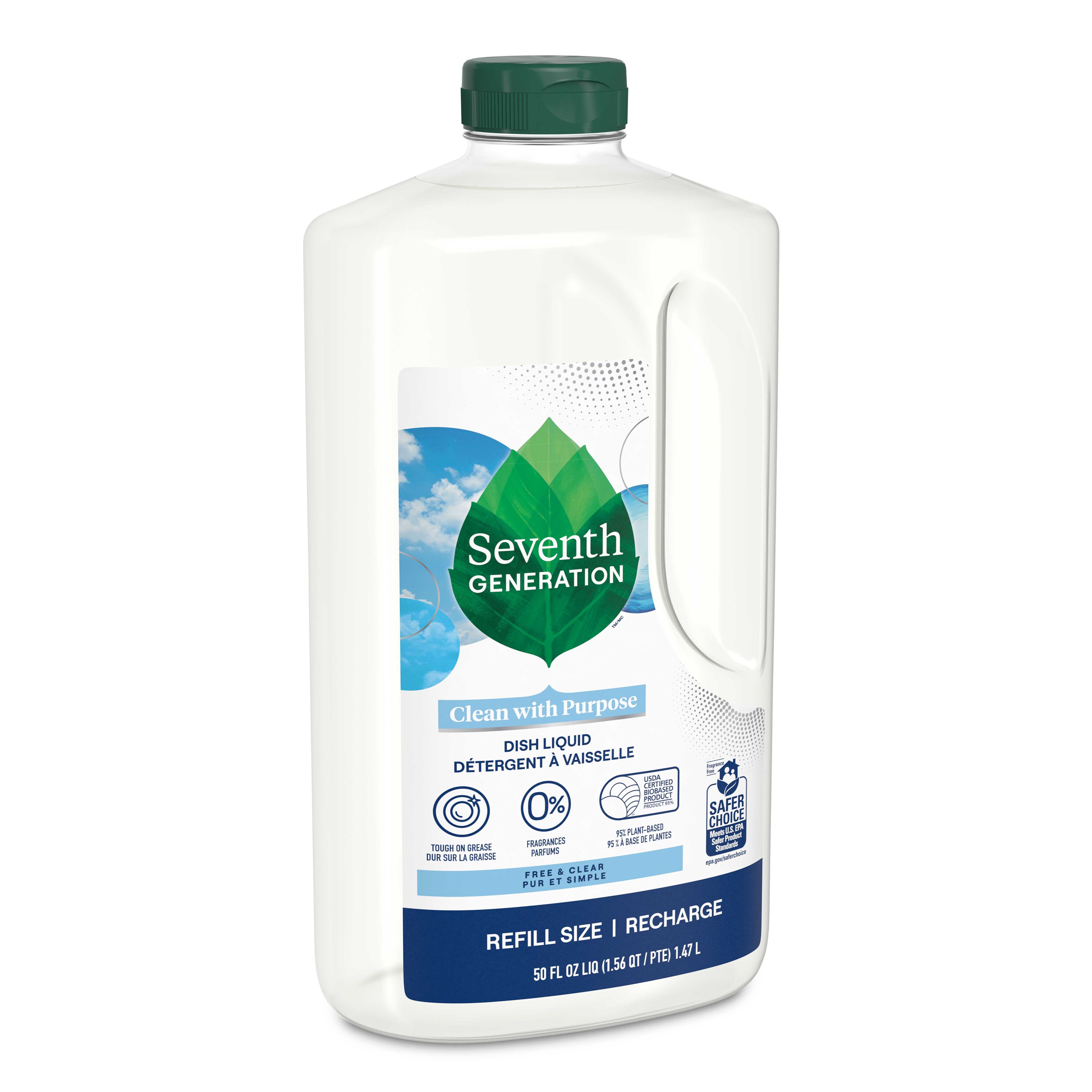 Seventh Generation Free And Clear Sensitive Skin Liquid Dish Soap Refill, 50 Ounce -- 3 Per Case