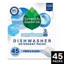 Seventh Generation Free and Clear Dishwasher Detergent Packs, 45 count -- 5 per case