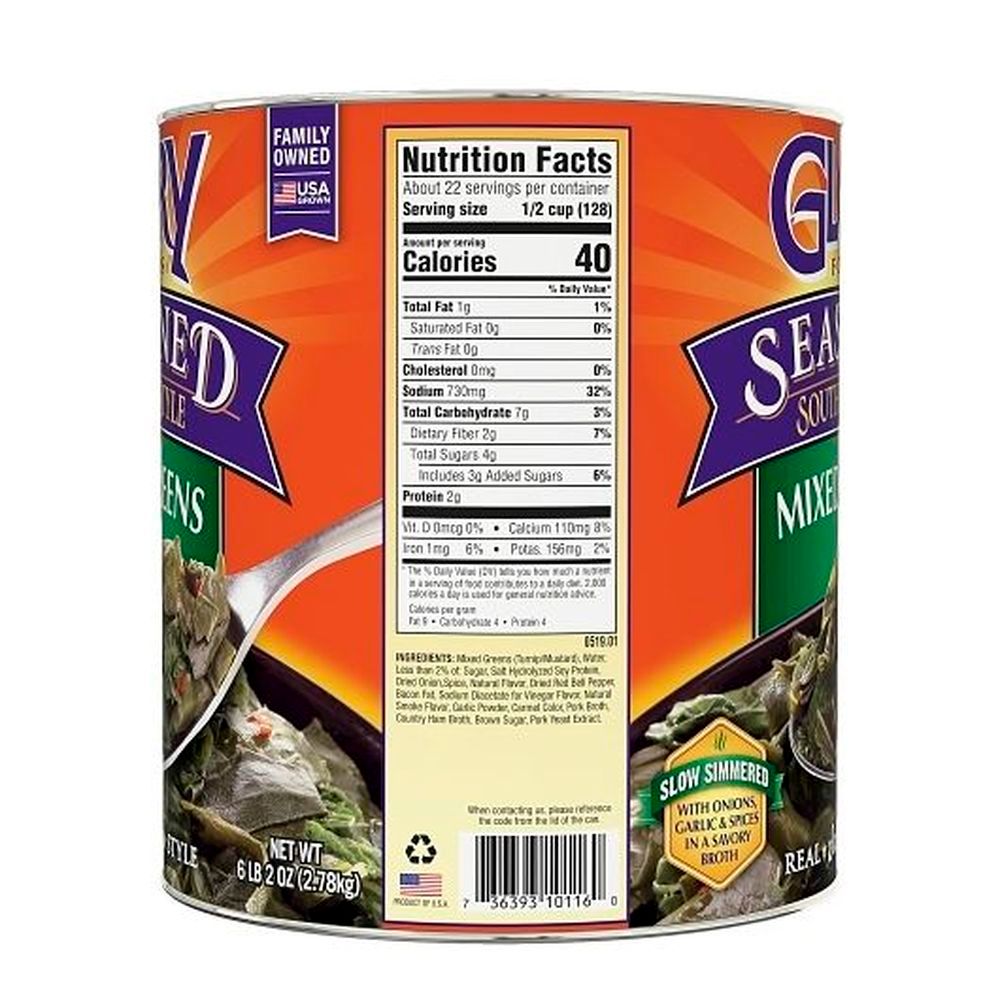 Glory Foods Seasoned Mixed Greens, 6.13 Pound -- 6 Per Case