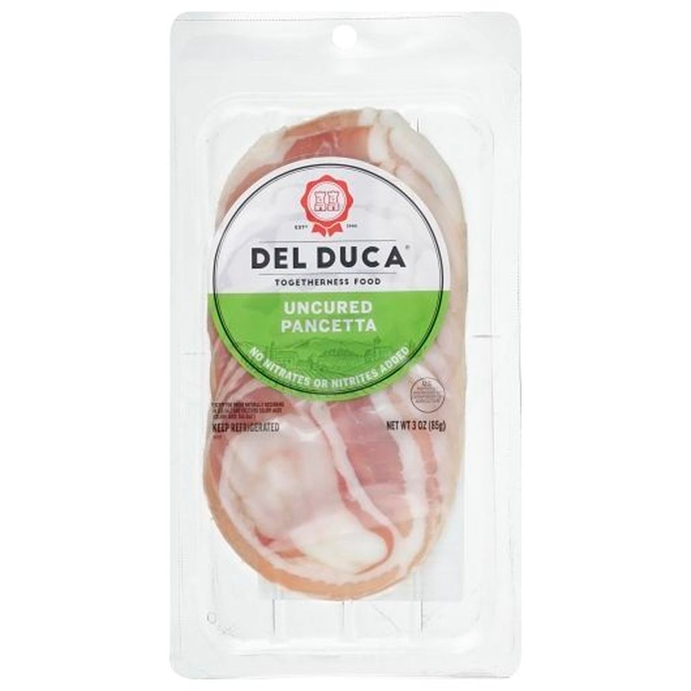 Del Duca Sliced Uncured Pancetta, 3 Ounce -- 12 Per Case