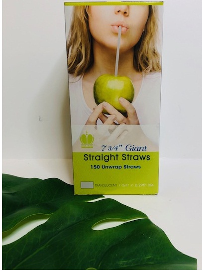 Goldmax Translucent Unwrapped Giant Straw, 7.75 inch - 150 count per pack -- 10 packs per case