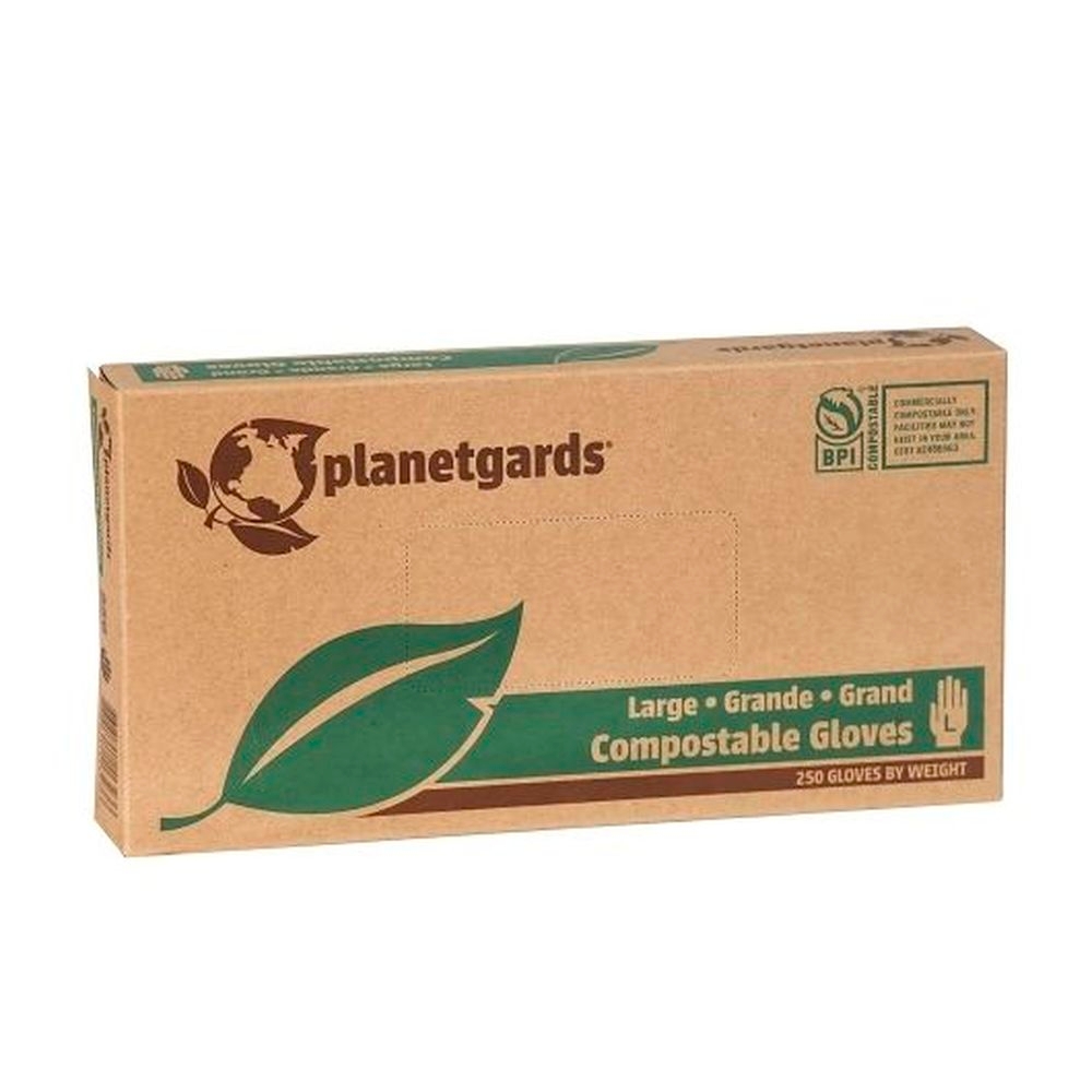 Planetgards Loose-Fit Green Compostable Powder Free Large Poly Gloves, 250 count -- 4 per case
