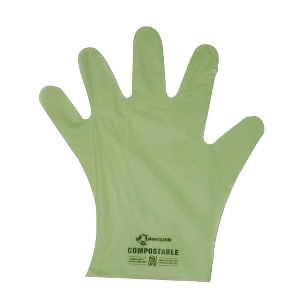 Planetgards Loose-Fit Green Compostable Powder Free X-Large Poly Gloves, 250 count -- 4 per case