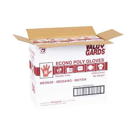 Valugards Poly Medium Gloves, 500 Count -- 4 Per Case