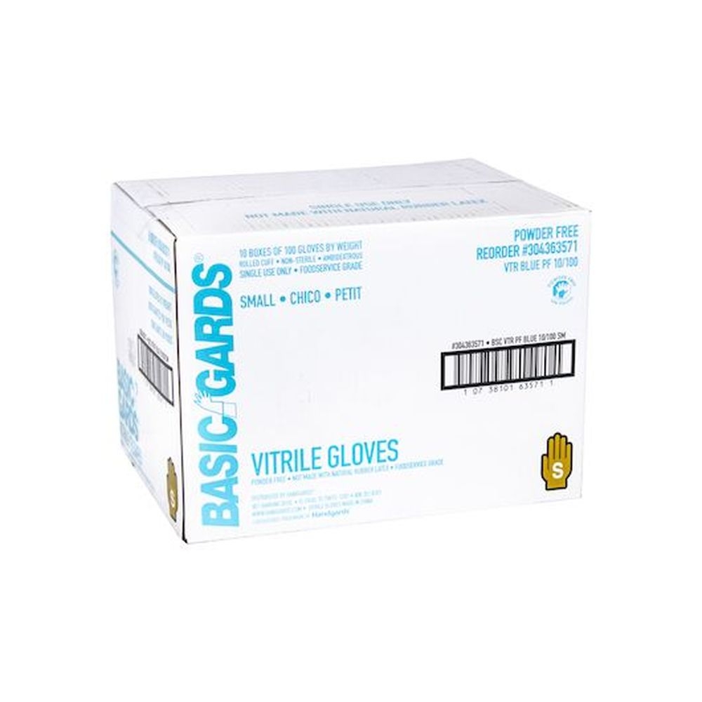 Handgards Powder Free Blue Vitrile Small Gloves - 100 per pack -- 1000 packs per case