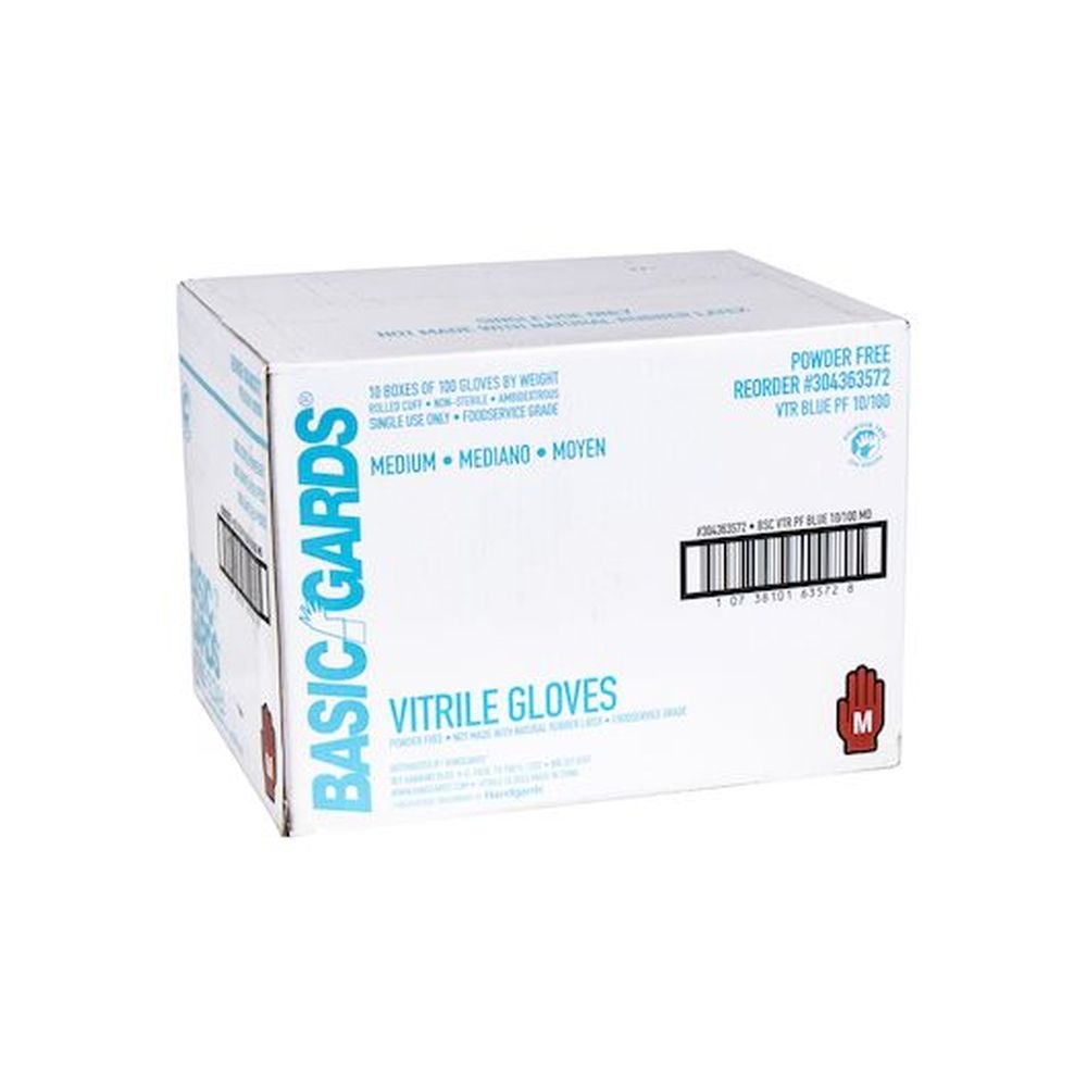 Handgards Powder Free Blue Vitrile Medium Gloves, 100 Count -- 1000 Per Case