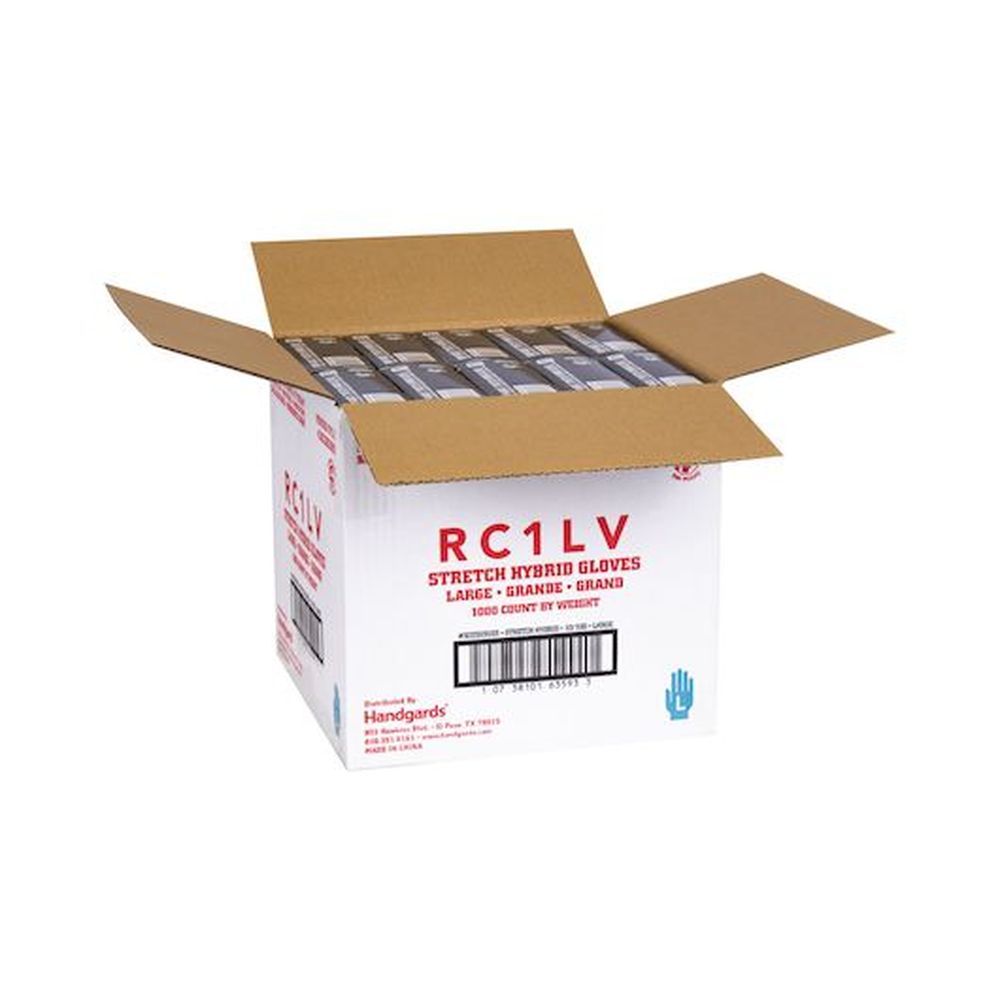 Raising Cane's Clear Large Powder Free Stretch Hybrid Glove, 100 Count -- 10 Per Case
