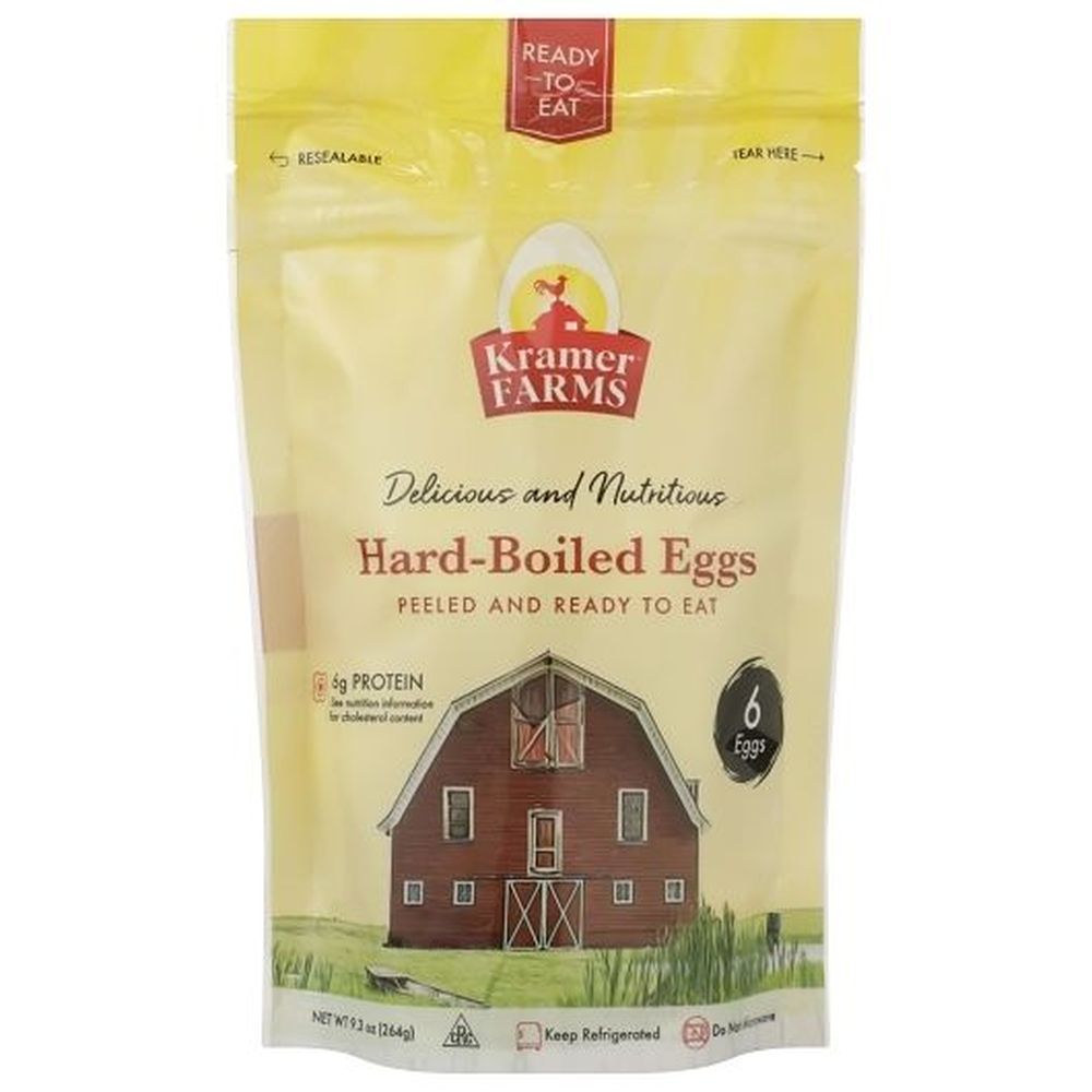 Kramer Farms Peeled Hard Boiled Eggs - Stand Up Pouch, 6 count -- 12 per case
