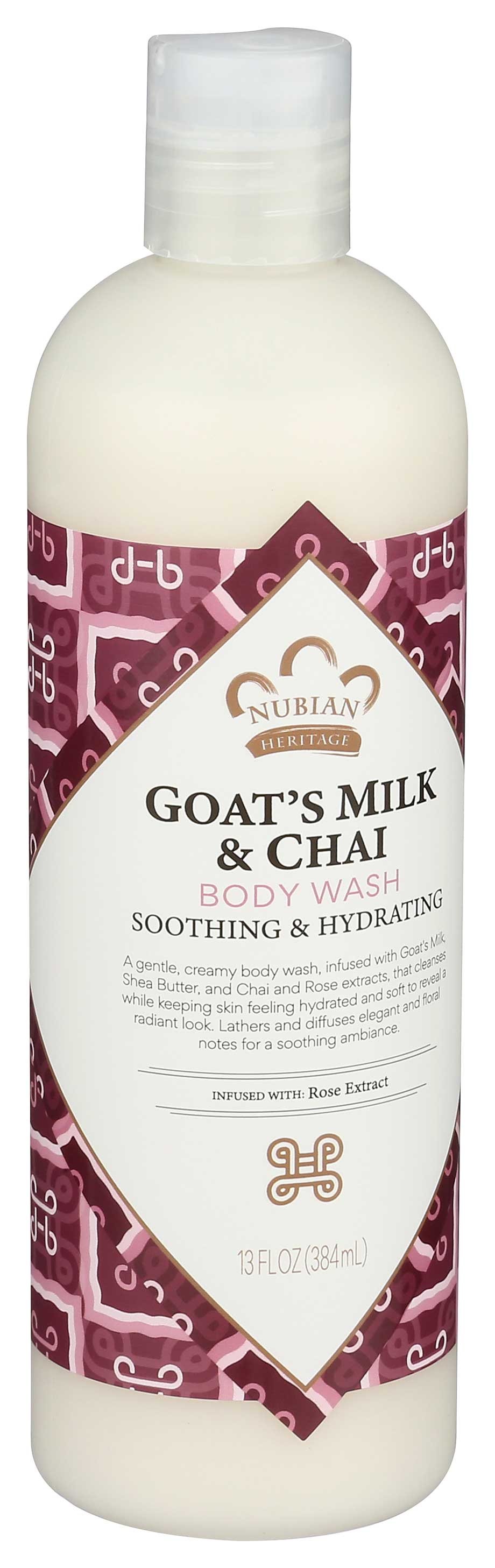 Nubian Heritage Goats Milk Chai Soothing Plus Hydrating Body Wash, 13 Ounce -- 12 per case