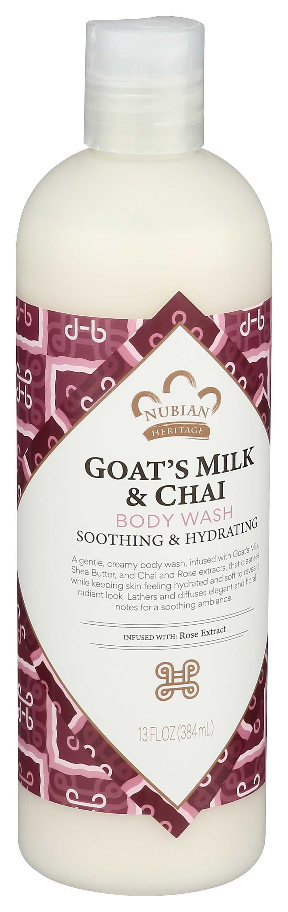 Nubian Heritage Goats Milk Chai Soothing Plus Hydrating Body Wash, 13 Ounce -- 12 Per Case
