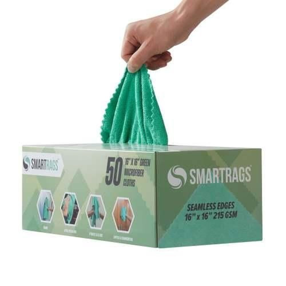 Smartrags Green 215 Gsm Xl Microfiber Towel, 16 X 16 Inch -- 50 Per Case