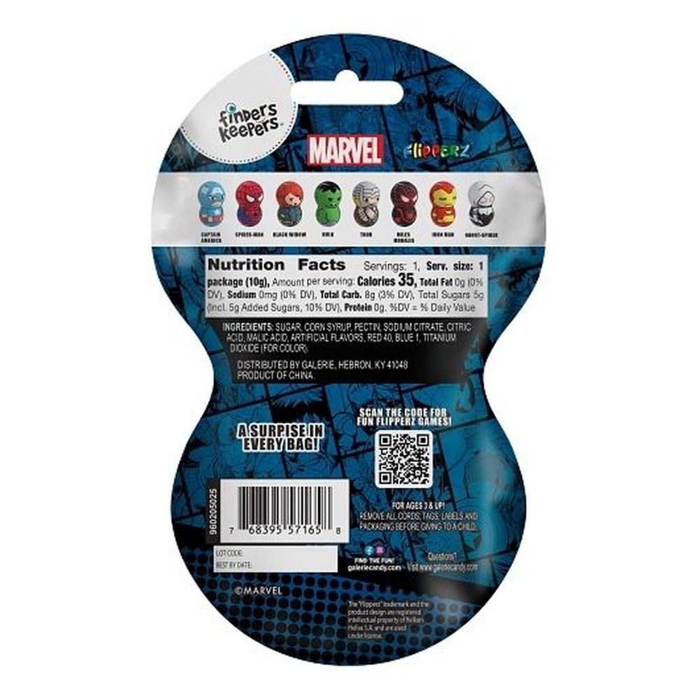 Finders Keepers Marvel Flipperz with Gummy, 0.35 Ounce - 24 per case