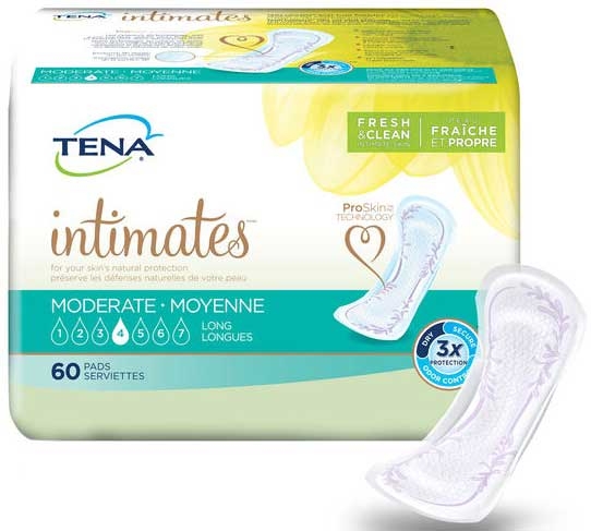 Tena Intimates Moderate Long Pads - 60 count per pack -- 3 packs per case