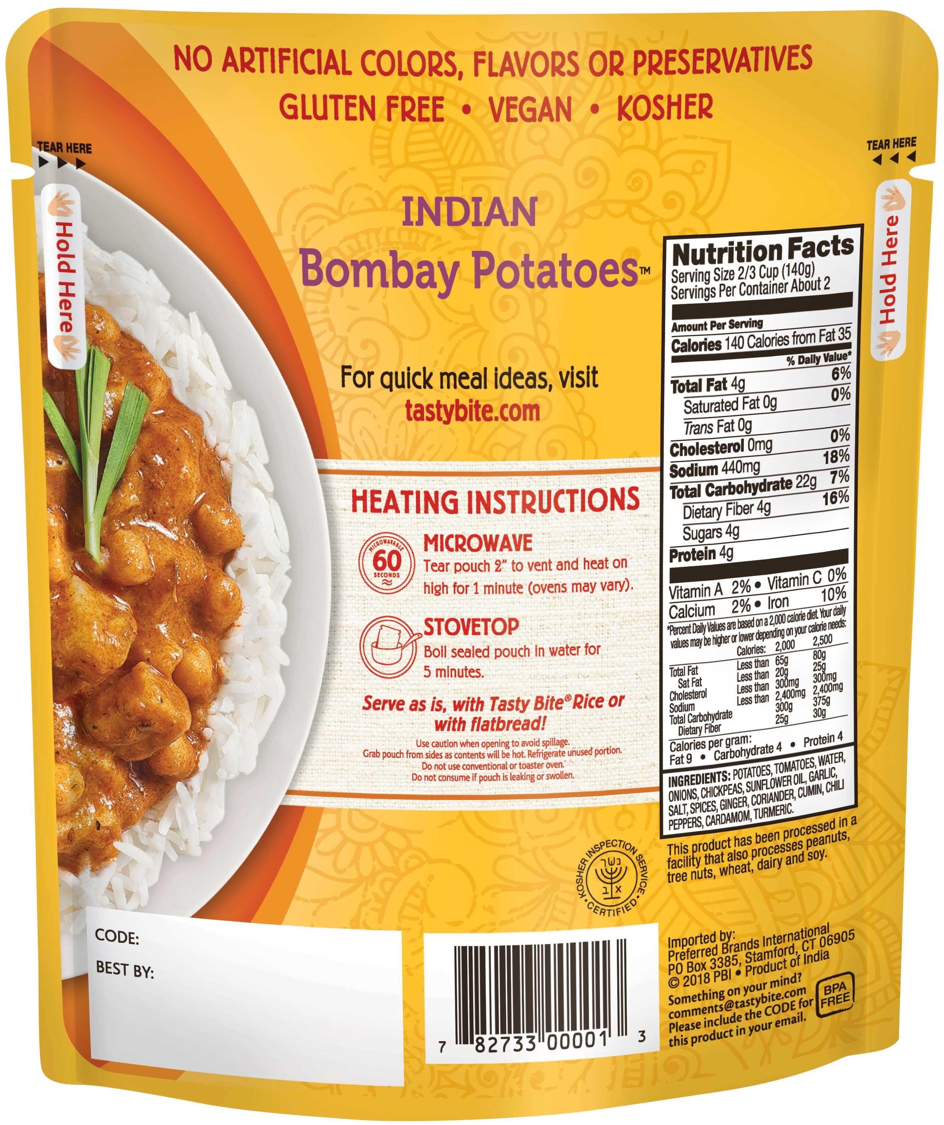 Tasty Bite Bombay Potatoes, 10 Ounce -- 48 per case