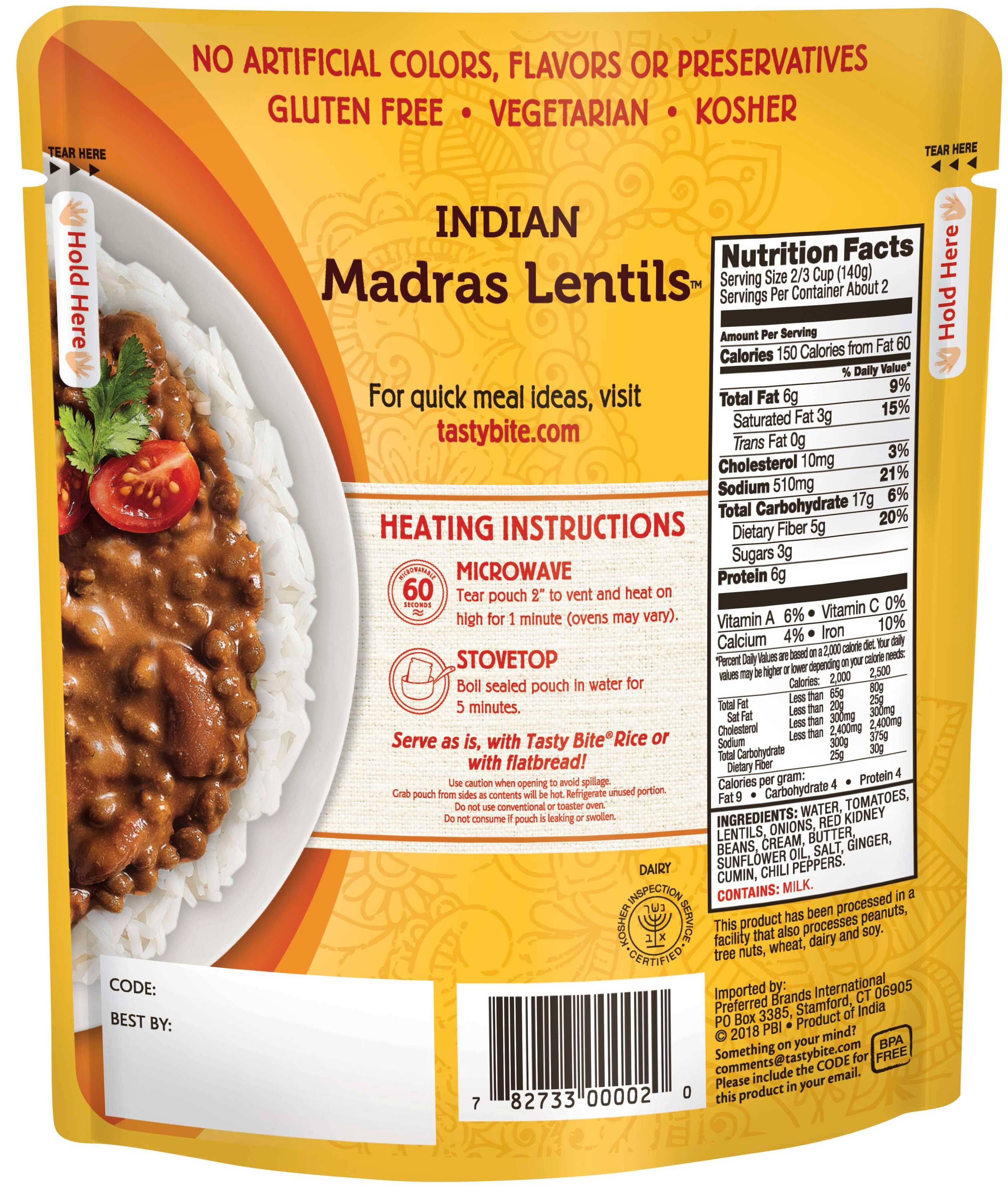 Tasty Bite Madras Lentils, 10 Ounce -- 48 Per Case