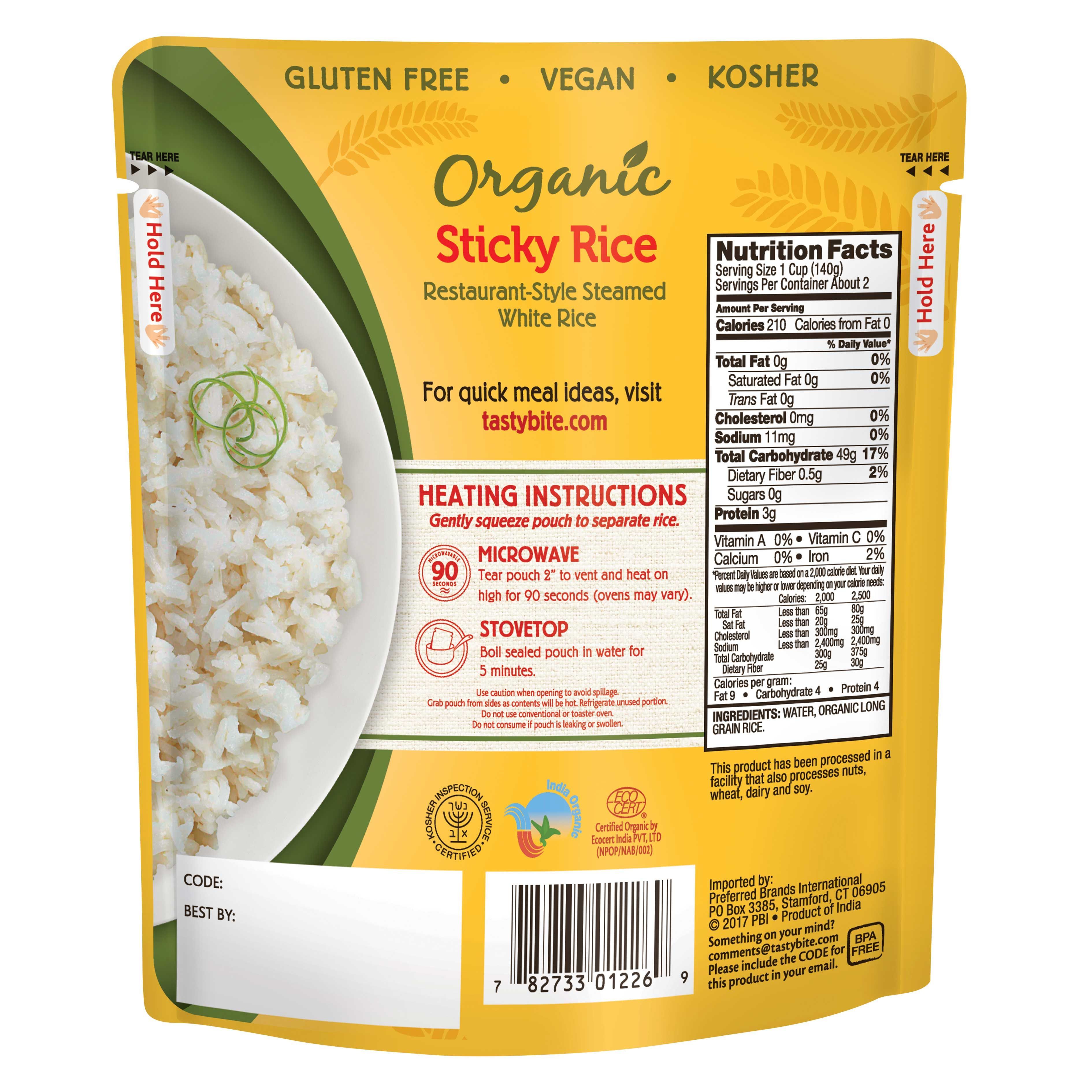 Tasty Bite Organic Sticky Rice, 8.8 Ounce -- 12 Per Case