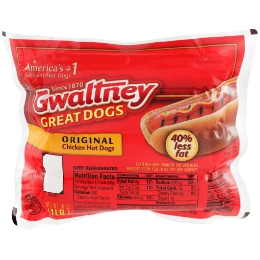 Gwaltney Original Chicken Hot Dog, 1 Pound -- 12 per case