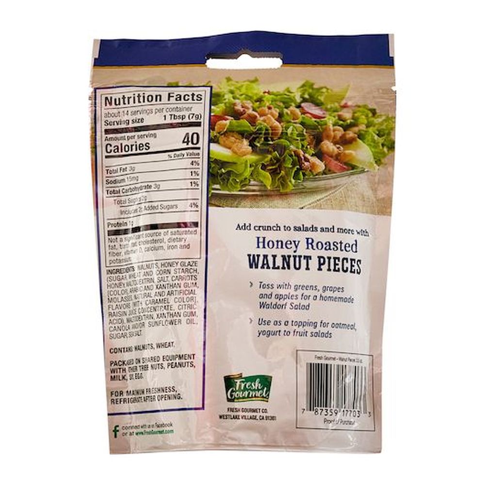 Fresh Gourmet Glazed Walnut Pieces, 3.5 Ounce Bag -- 9 per case