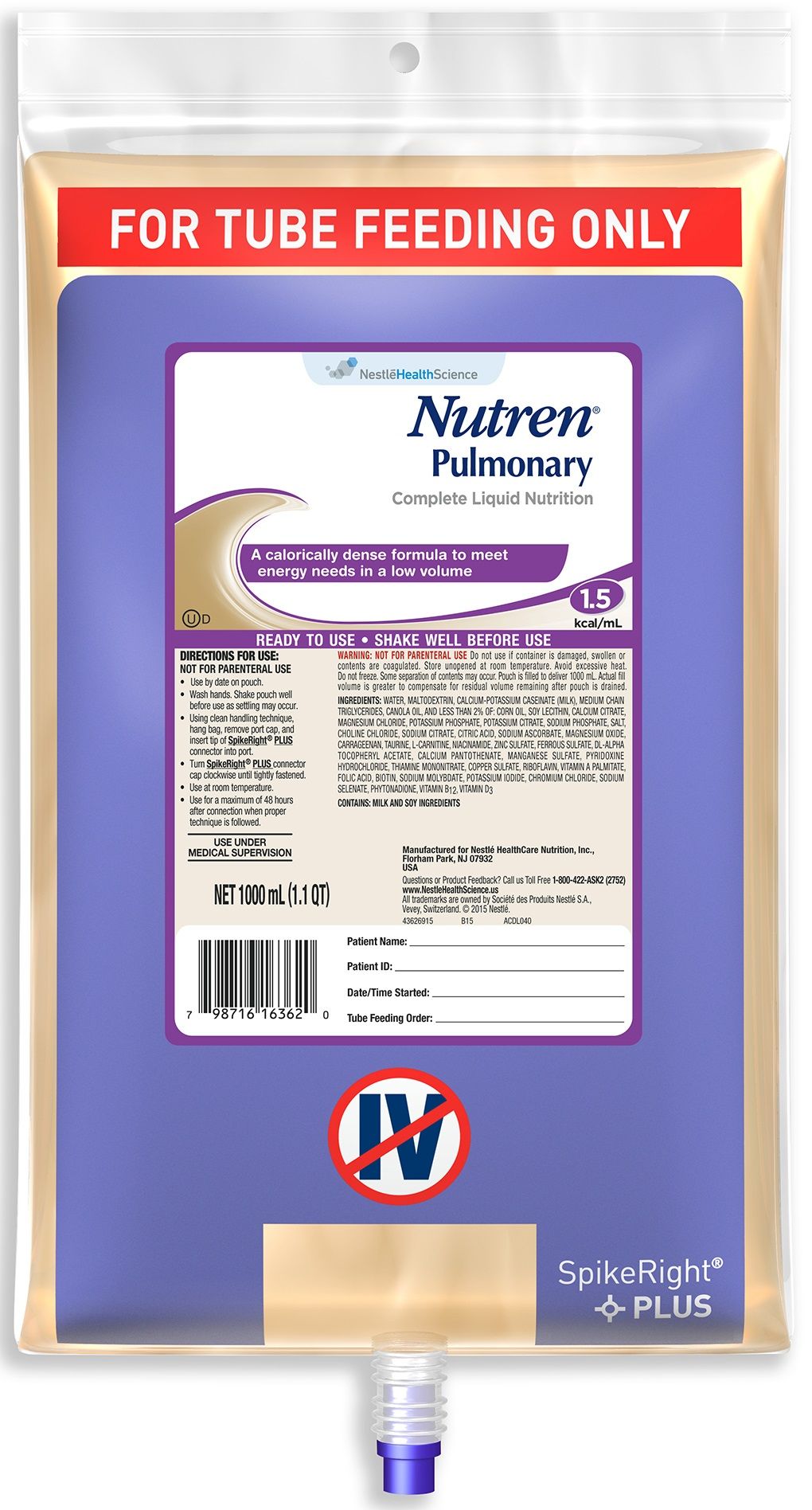 Nutren Pulmonary Liquid Nutrition, 1000 Ml -- 6 Per Case