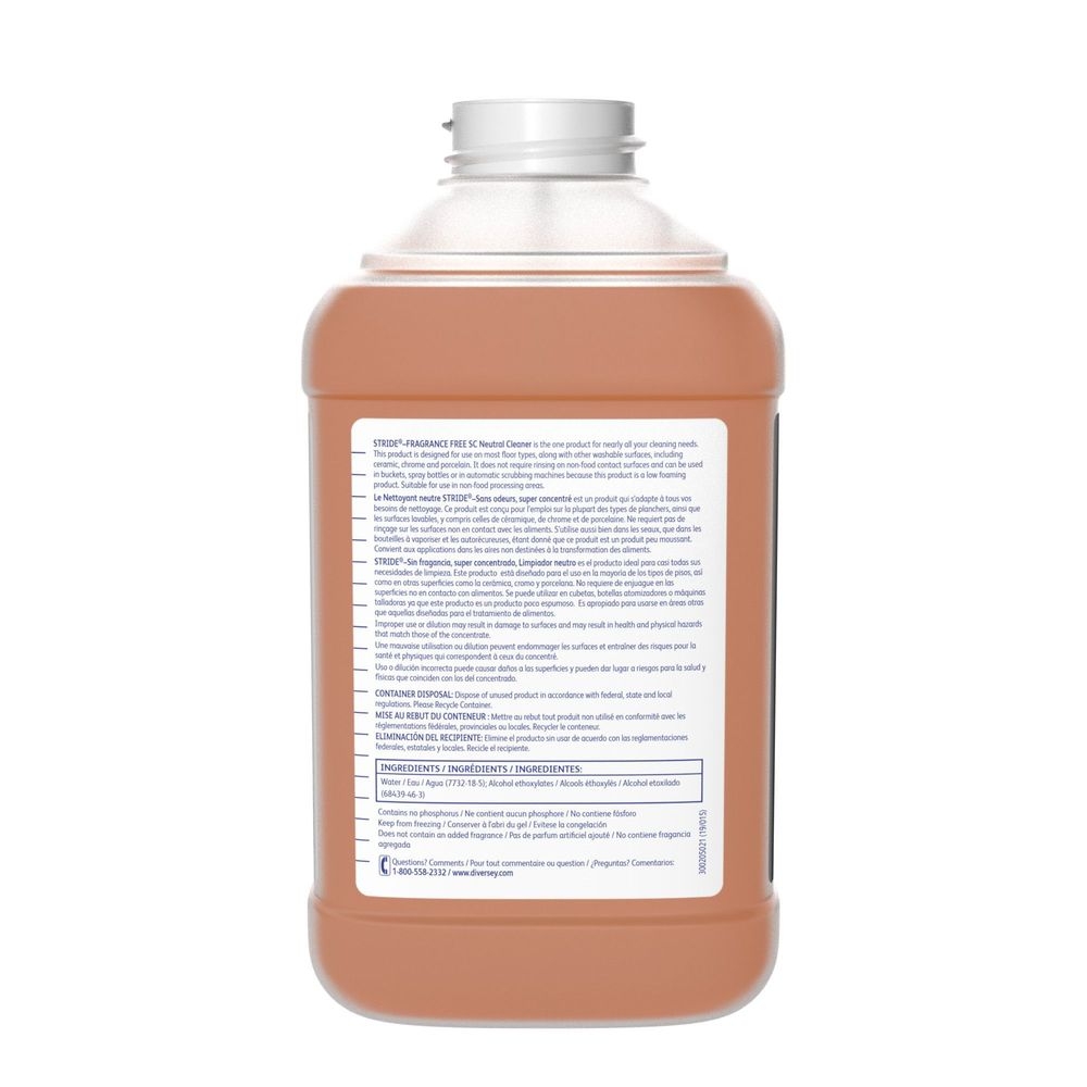 Diversey Stride Fragrance Free Neutral Cleaner, 2.5 Liter -- 2 Per Case