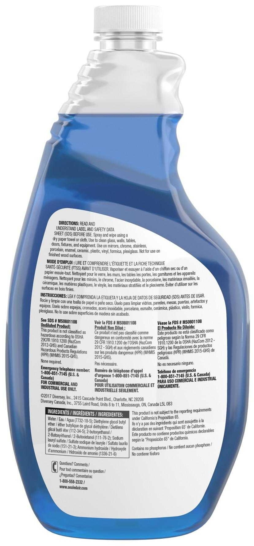 Glance Powerized Glass And Surface Cleaner, 32 Ounce Capped Spray Bottle -- 4 Per Case