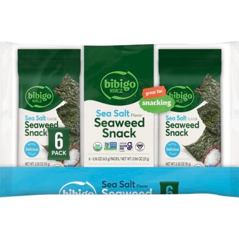 Bibigo Sea Salt Flavor Seaweed Snacks, 0.16 Ounce -- 36 per case