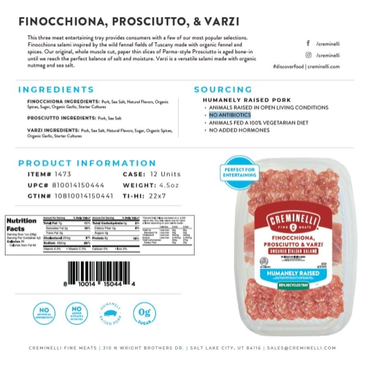 Creminelli Fine Meats Humanely Raised Uncured Italian Salami, 4.5 Ounce -- 12 per case