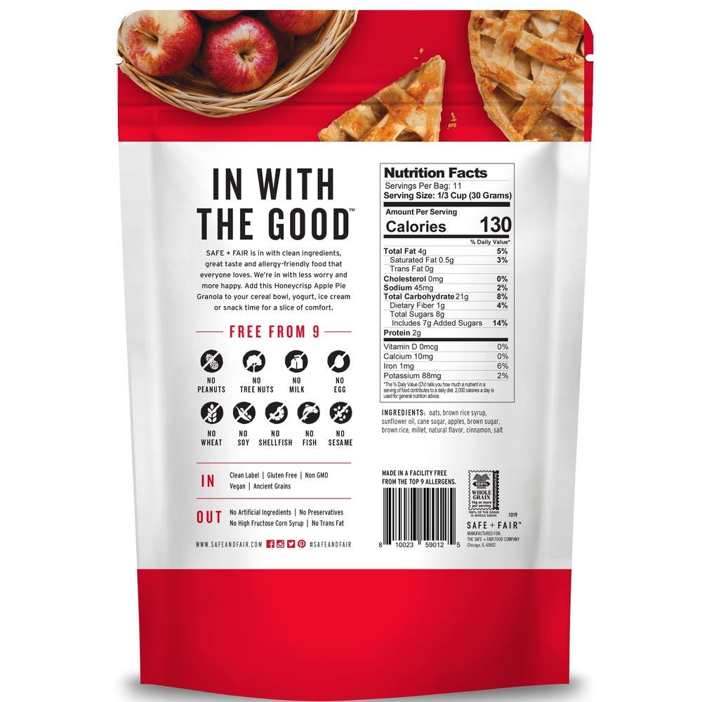 Safe + Fair Honeycrisp Apple Pie Granola, 12 Ounce -- 6 Per Case