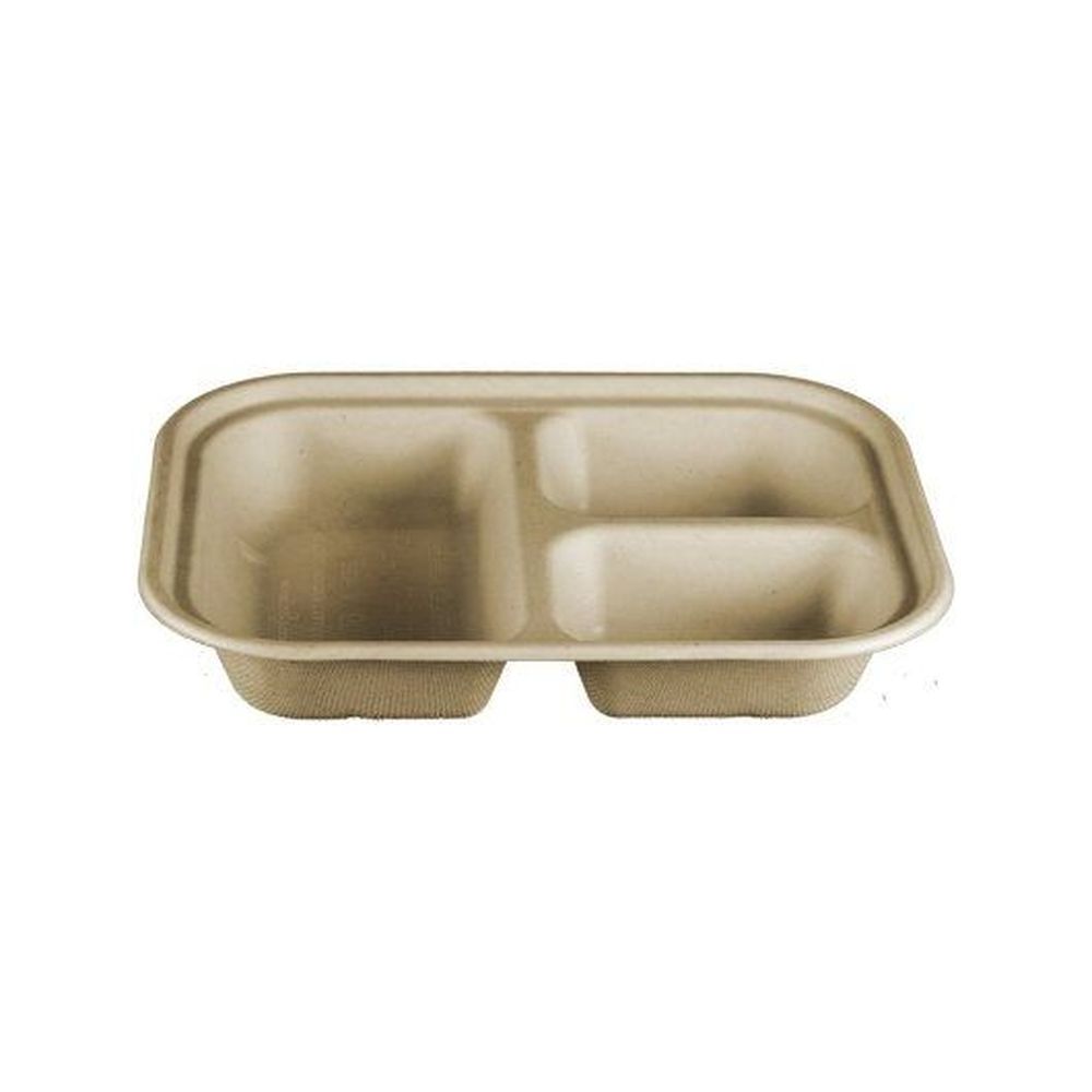 World Centric Three Compartment Tray With Lining, 50 Count -- 8 Per Case