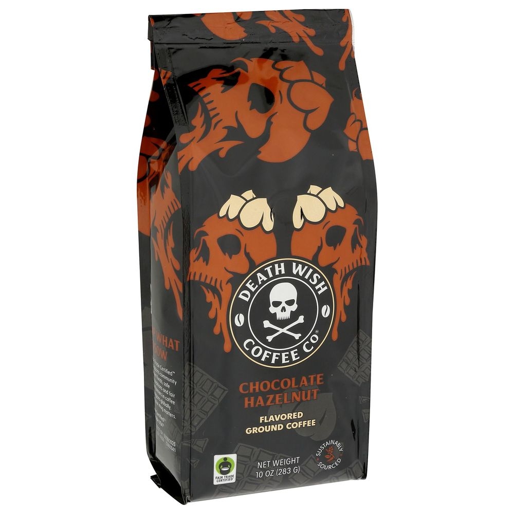Death Wish Coffee Chocolate Hazelnut Ground Coffee, 10 Ounce -- 6 per case