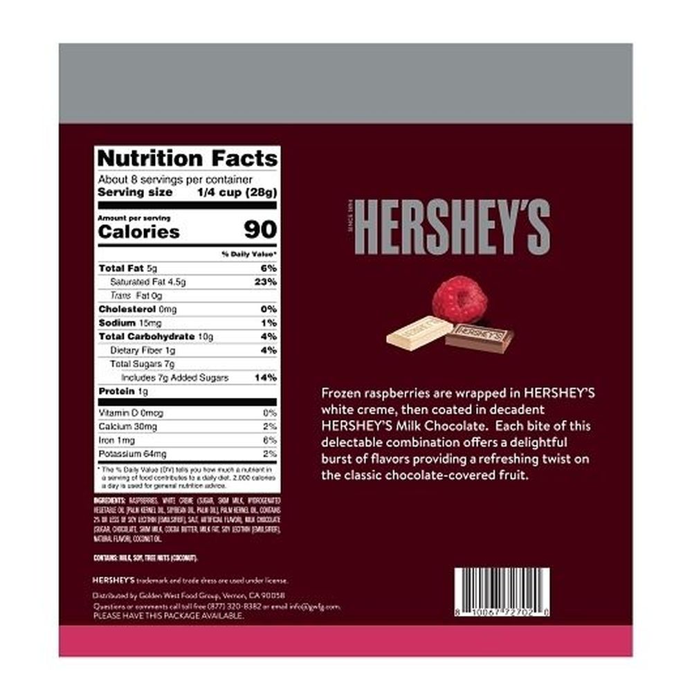 Hersheys Raspberry in White Cream and Milk Chocolate, 8 Ounce - 8 per case