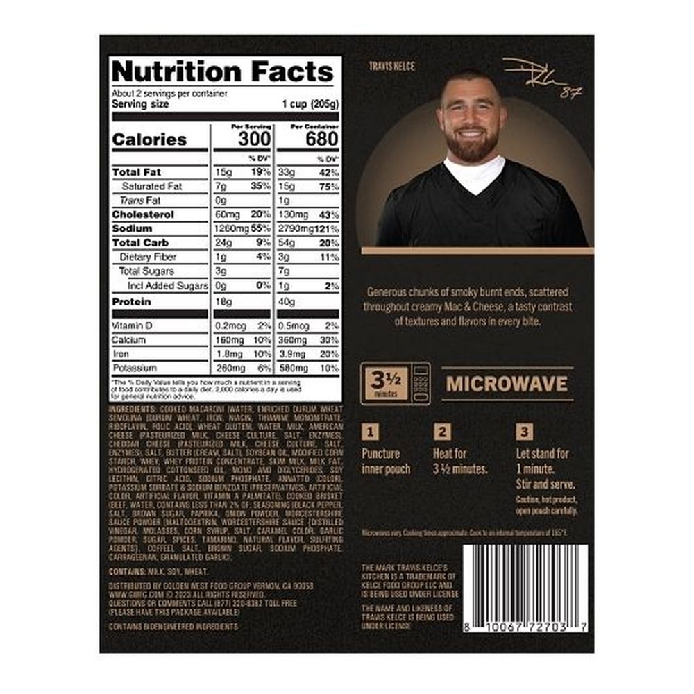 Travis Kelce Burnt Ends Mac and Cheese, 16 Ounce -- 6 per case