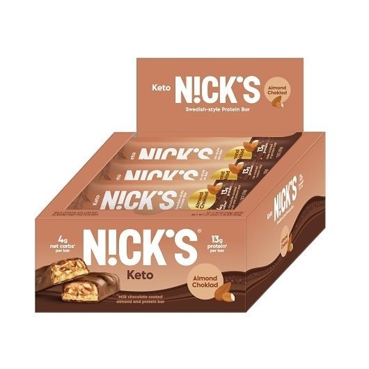 Nicks Almond Chocolate Swedish-Style Keto Snack Bar, 1.76 Ounce -- 96 per case