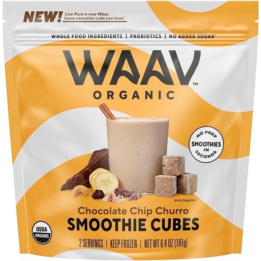 Waav Organic Chocolate Chip Churro Smoothie Cubes, 12 count -- 6 per case