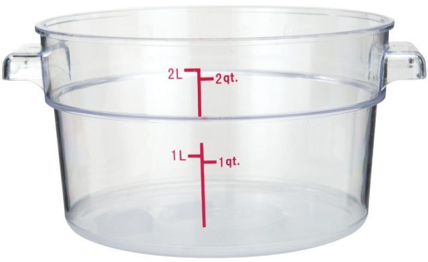 Winco Polycarbonate Clear Round Storage Container, 2 Quart -- 24 Per Case