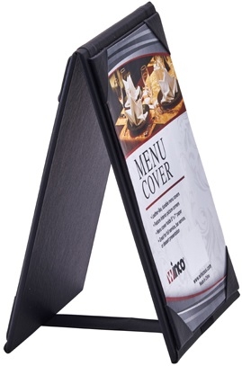 Winco Black Dual View Menu Tent for 5 x 7 inch Inserts -- 50 per case