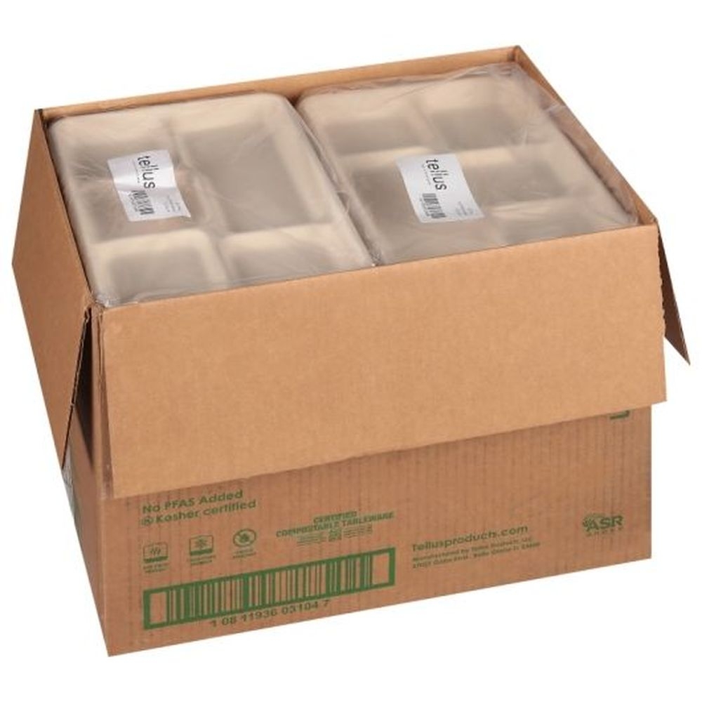 Tellus No Pfas Added 5 Compartment Tray, 50 Count -- 8 Per Case