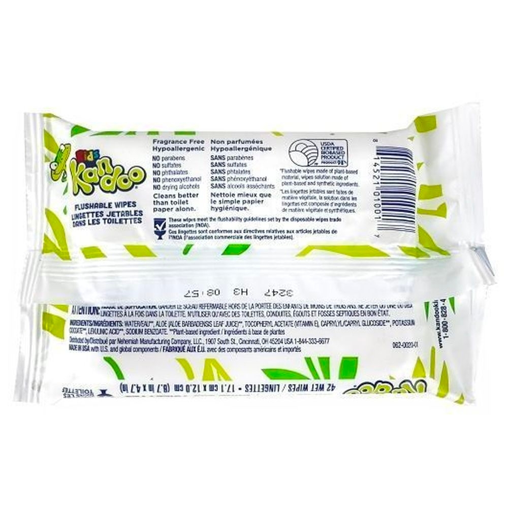 Kandoo Flushable Sensitive Hypoallergenic Cleansing Wipes, 42 count -- 12 per case