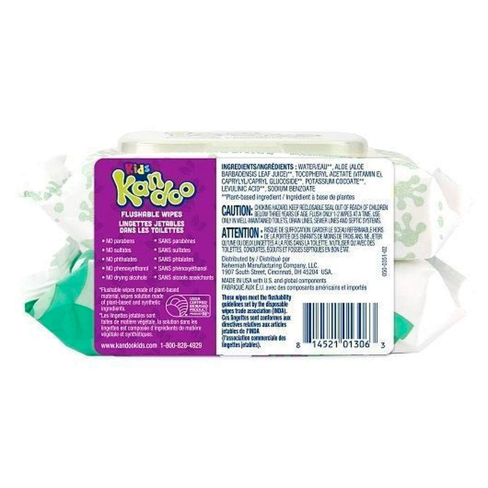 Kandoo Flushable Sensitive Hypoallergenic Cleansing Wipes, 100 count -- 6 per case