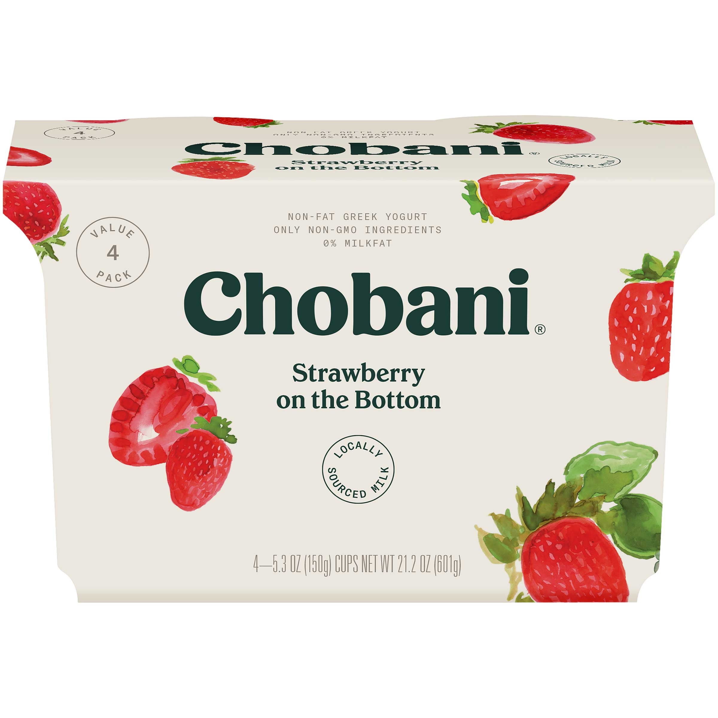 Chobani Greek Yogurt 0 Percent Strawberry, 21.2 Ounce -- 6 per case.